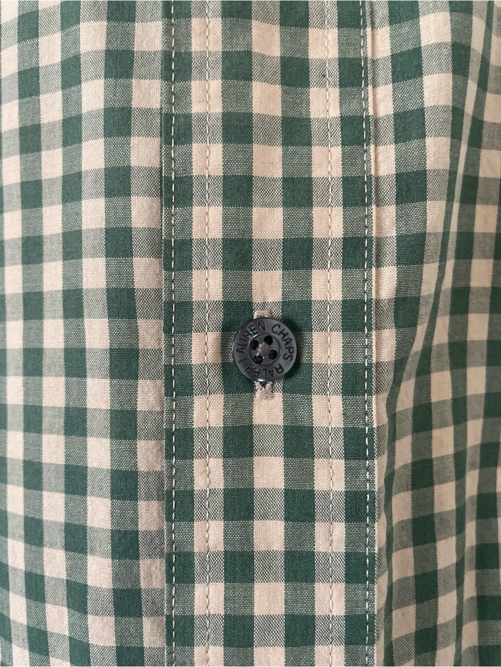 Chaps Ralph Lauren Green Gingham Button-Down Long Sleeve Shirt size Medium - Picture 7 of 11